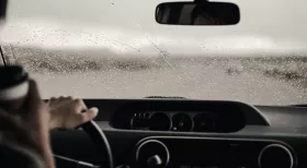 drowsy driver with coffee