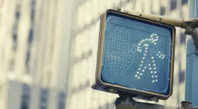 pedestrian walk sign in New York City