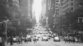 New York streets with cars and pedestrians