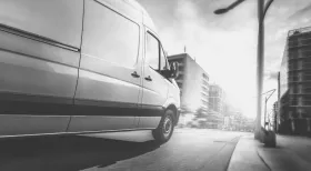 Box truck on New York City street