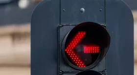 red left turn signal on light accident