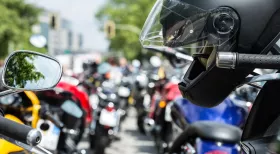 PA motorcycles showing helmet and mirror