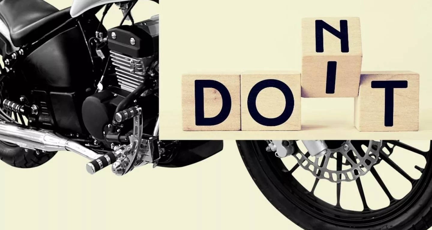 Do's and Don'ts with motorcycle in background 