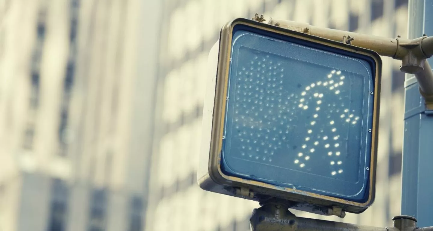 pedestrian walk sign in New York City