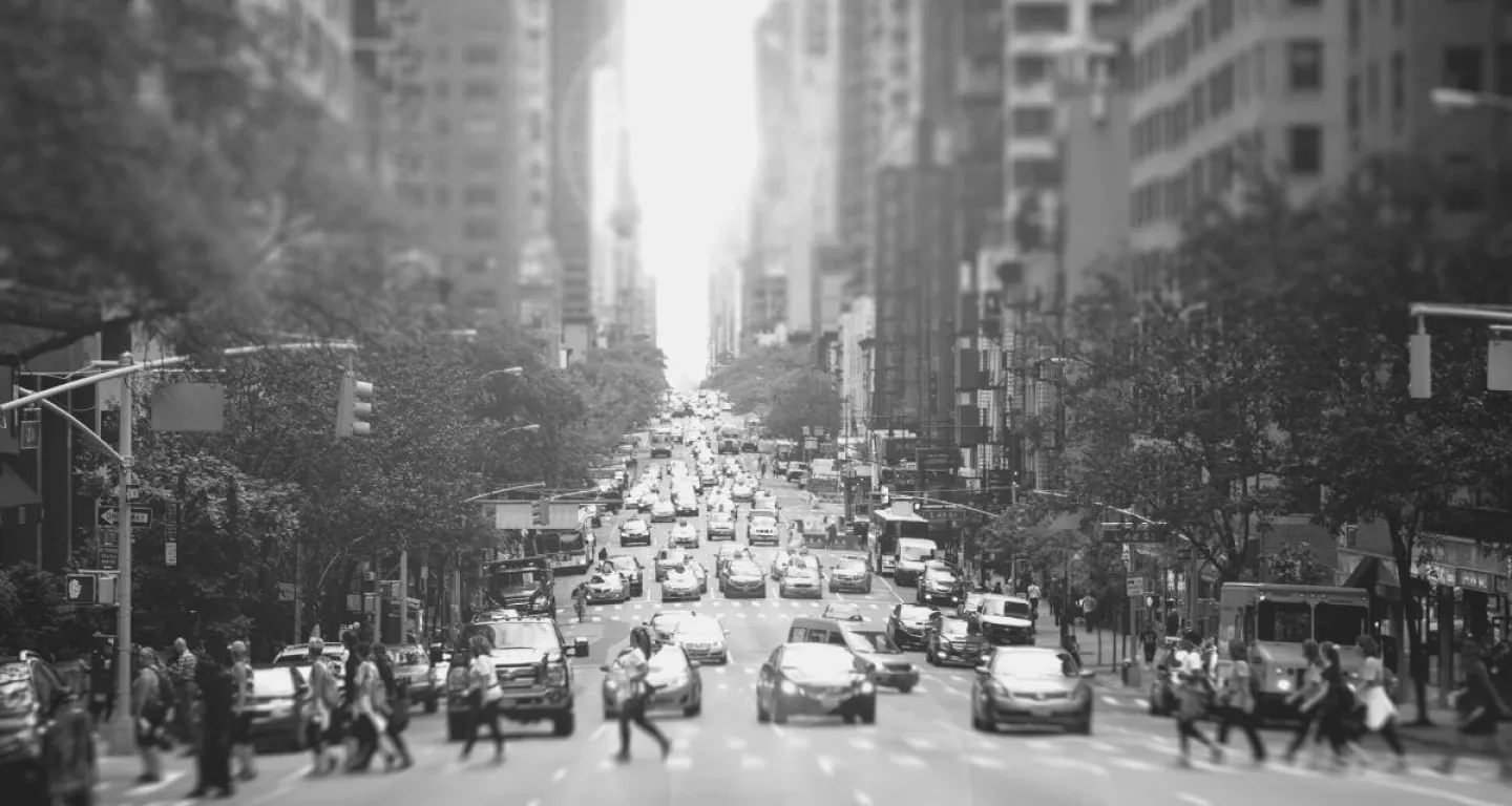 New York streets with cars and pedestrians