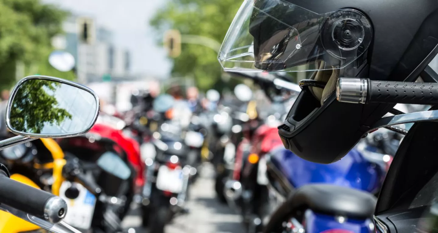 PA motorcycles showing helmet and mirror