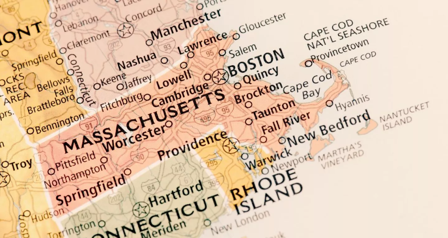 Massachusetts map for no-fault insurance