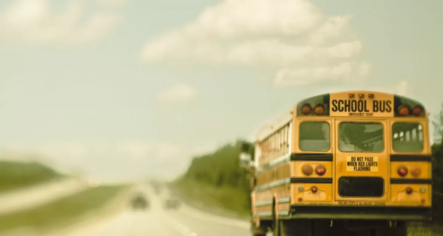 New Jersey school bus on highway